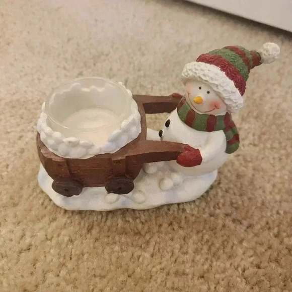 Yankee Candle Holiday Snowman Tea Light Candle Holder 5" - Picture 1 of 4